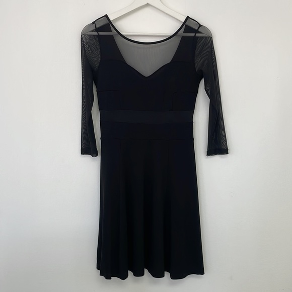 NWOT • H&M DIVIDED • Black Skater Dress with Mesh Sleeves and Waist Detail - Picture 9 of 11
